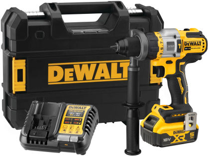 Ударная дрель-шуруповерт DEWALT DCD999P1T, 18/54 В, 2250 об/мин, 38250 уд/мин, с АКБ 5 Ач и ЗУ, в кейсе TSTAK (DCD999P1NT-XJ)