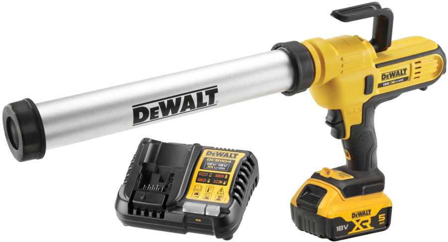 Аккумуляторный пистолет для герметика DEWALT DCE580P1, 18 В, с АКБ 5 Ач и ЗУ