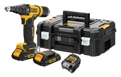 Аккумуляторный заклепочный пистолет DEWALT DCF403D2GT, 18 В, с 2 АКБ Ач и ЗУ, в кейсе TSTAK (DCF403D2GT-QW)