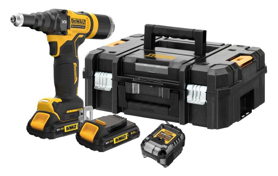 Аккумуляторный заклепочный пистолет DEWALT DCF403D2GT, 18 В, с 2 АКБ Ач и ЗУ, в кейсе TSTAK (DCF403D2GT-QW)