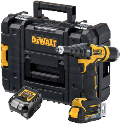 Аккумуляторный заклепочный пистолет DEWALT DCF403E1GT, 18 В, с АКБ 1.7 Ач и ЗУ, в кейсе TSTAK (DCF403E1GT-QW)
