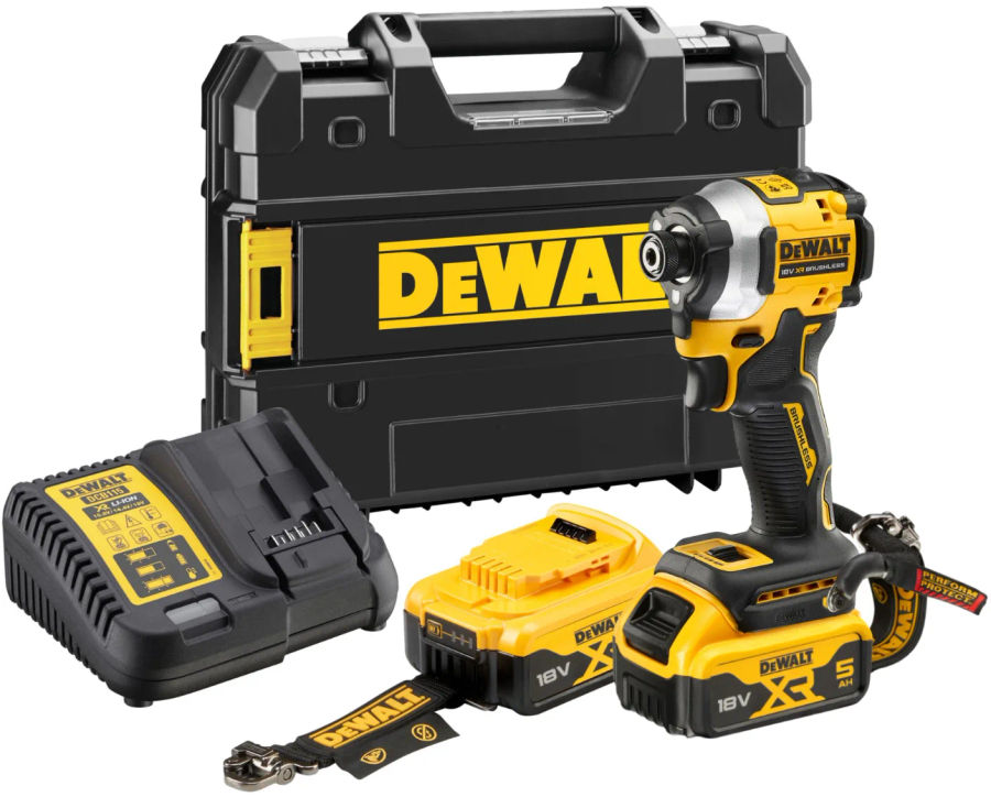 Аккумуляторный шуруповерт DEWALT DCF850P2LRT, 18 В, 206 Нм, 3800 уд/мин, с 2 АКБ 5 Ач и ЗУ, в кейсе TSTAK (DCF850P2LRT-QW)