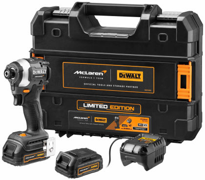 Шуруповерт DEWALT McLaren Limited Edition DCF85ME2GT, 18 В, 205 Нм, с 2 АКБ 1.7 Ач и ЗУ, в кейсе TSTAK (DCF85ME2GT-QW)