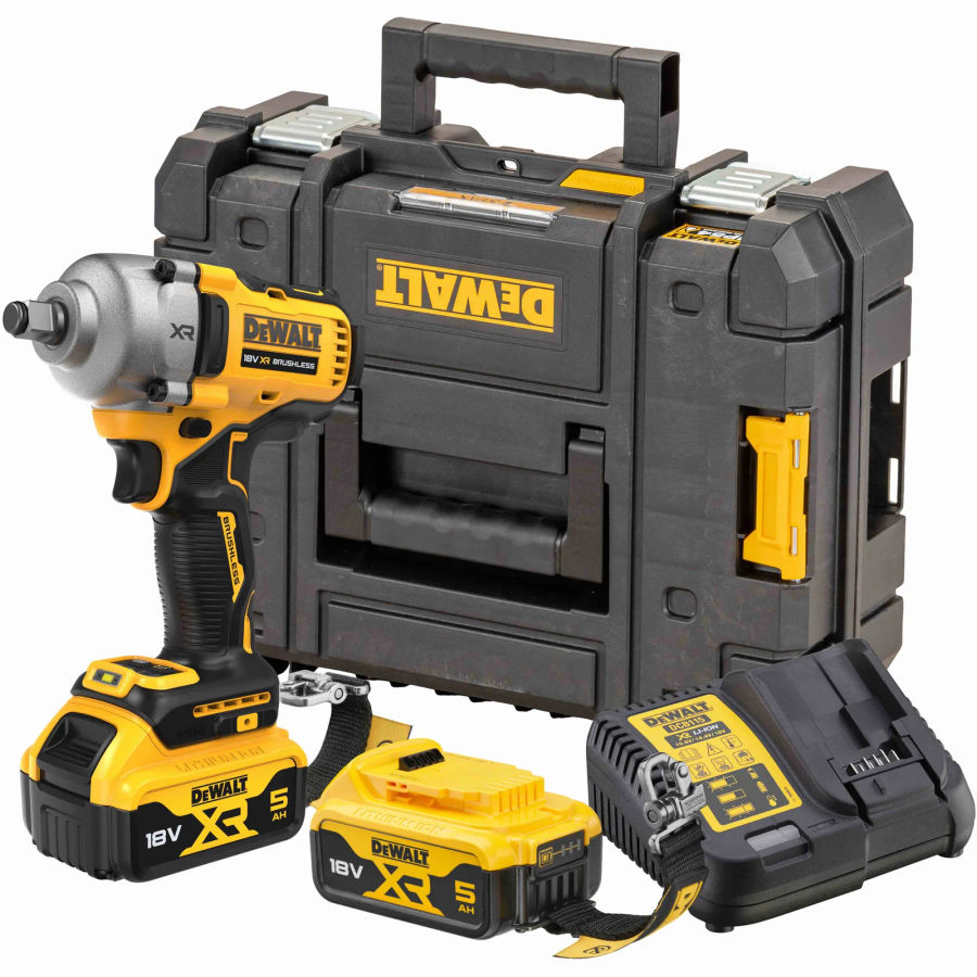 Аккумуляторный гайковерт DEWALT DCF891P2LRT, 18 В, 1084 Нм, 3250 уд/мин, с 2 АКБ 5 Ач и ЗУ, в кейсе TSTAK (DCF891P2LRT-QW)