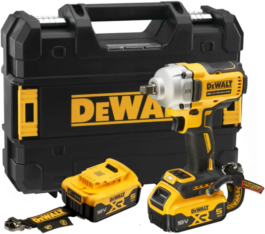 Аккумуляторный гайковерт DEWALT DCF891P2LRT, 18 В, 1084 Нм, 3250 уд/мин, с 2 АКБ 5 Ач без ЗУ, в кейсе TSTAK (DCF891P2LRT-XJ)