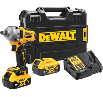 Аккумуляторный гайковерт DEWALT DCF891P2T, 18 В, 1084 Нм, 3250 уд/мин, с 2 АКБ 5 Ач и ЗУ, в кейсе TSTAK (DCF891P2T-QW)