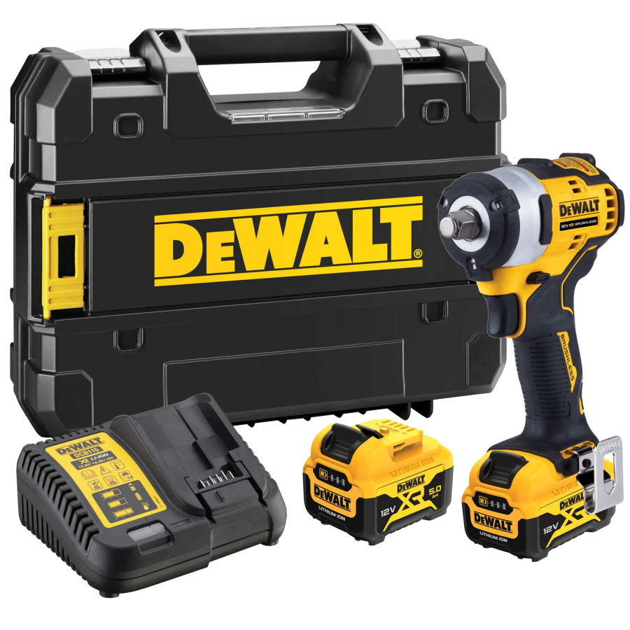 Аккумуляторный гайковерт DEWALT DCF901P2, 12 В, 340 Нм, 3250 уд/мин, с 2 АКБ 5 Ач и ЗУ, в кейсе TSTAK (DCF901P2-QW)