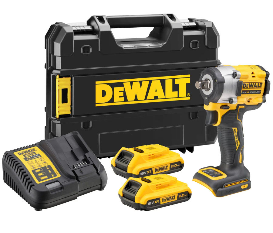 Аккумуляторный гайковерт DEWALT DCF921D2T, 18 В, 610 Нм, 3550 уд/мин, с 2 АКБ 2 Ач и ЗУ, в кейсе TSTAK (DCF921D2T-QW)