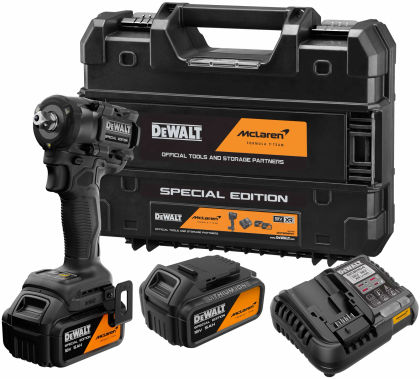 Аккумуляторный гайковерт DEWALT McLaren Limited Edition DCF92MP2T, 18 В, 610 Нм, 3550 уд/мин, с 2 АКБ 5 Ач и ЗУ, в кейсе TSTAK