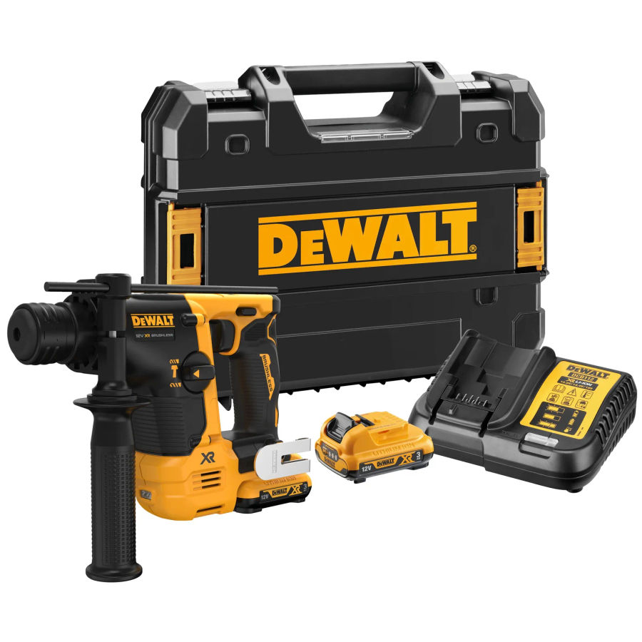 Аккумуляторный перфоратор DEWALT DCH072L2, 12 В, 1.2 Дж, 4280 уд/мин, с 2 АКБ 3 Ач и ЗУ, в кейсе TSTAK (DCH072L2-QW)