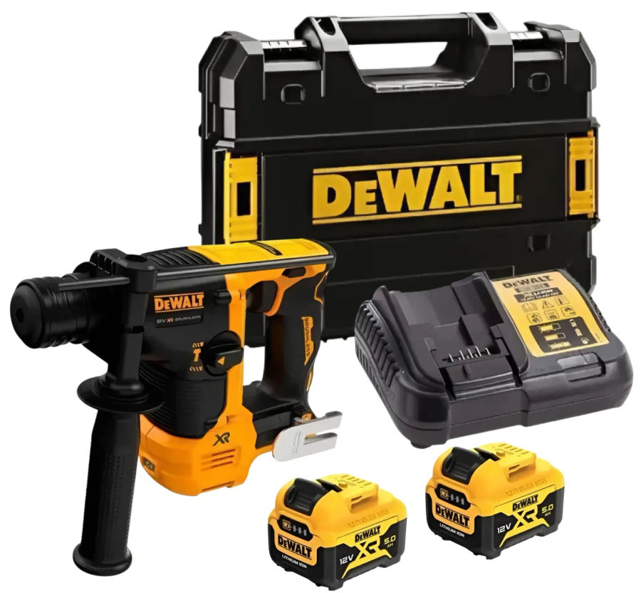 Аккумуляторный перфоратор DEWALT DCH072, 12 В, 1.2 Дж, 4280 уд/мин, с 2 АКБ 5 Ач и ЗУ, в кейсе TSTAK (DCH072P2-QW)