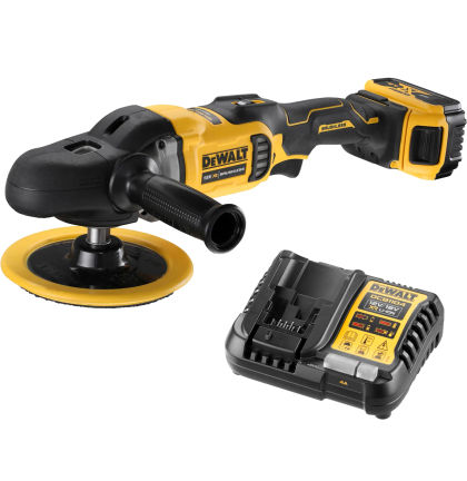 Аккумуляторная полировальная машина DEWALT DCM849P1, 18 В2200 об/мин, с АКБ 5 Ач и ЗУ (DCM849P1N-XJ)