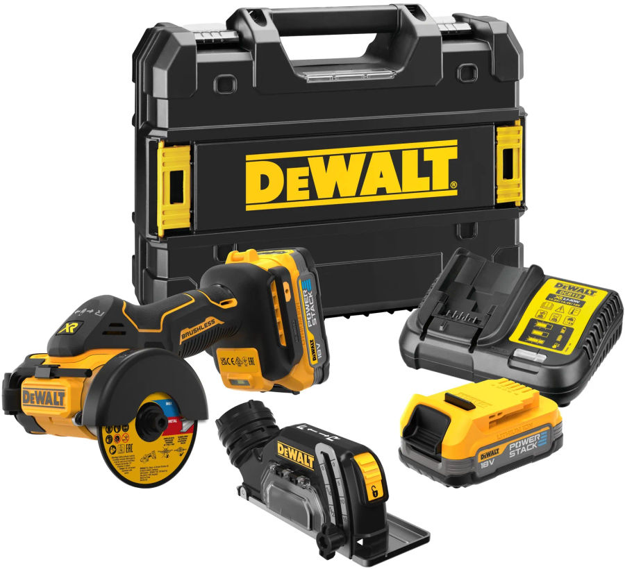 Аккумуляторная отрезная машина DEWALT DCS438E2T, 18 В, 76 мм, 20000 об/мин, с 2 АКБ 1.7 Ач и ЗУ, в кейсе TSTAK (DCS438E2T-QW)