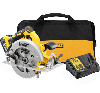Аккумуляторная дисковая пила DEWALT DCS570P1, 18 В, 184 мм, 5500 об/мин, с АКБ 5 Ач и ЗУ, в сумке (DCS570P1-QW)