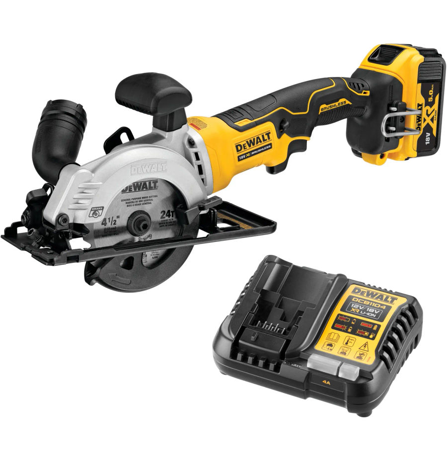 Аккумуляторная дисковая пила DEWALT DCS571P1, 18 В, 115 мм, 4500 об/мин, с АКБ 5 Ач и ЗУ (DCS571P1N-XJ)