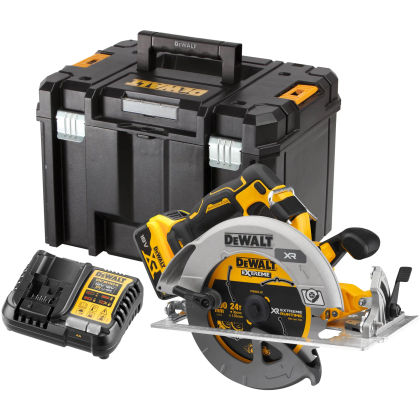 Аккумуляторная дисковая пила DEWALT DCS573P1T, 18/54 В, 190 мм, 5500 об/мин, с АКБ 5 Ач и ЗУ, в кейсе TSTAK (DCS573P1NT-XJ)