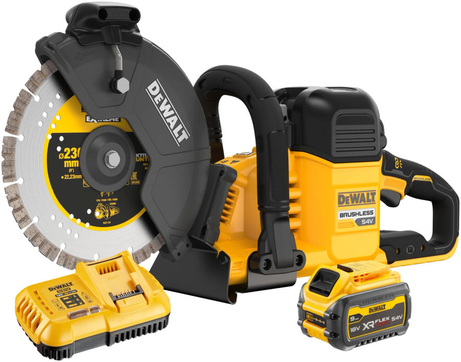 Аккумуляторная отрезная машина DEWALT DCS691X2, 54 В, 230 мм, 6600 об/мин, с 2 АКБ 3 Ач и ЗУ (DCS691X2-QW)