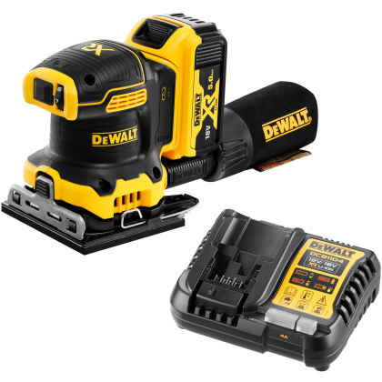 Аккумуляторная плоскошлифовальная машина DEWALT DCW200P1, 18 В, 13500 кол/мин, с АКБ 5 Ач и ЗУ (DCW200P1N-XJ)