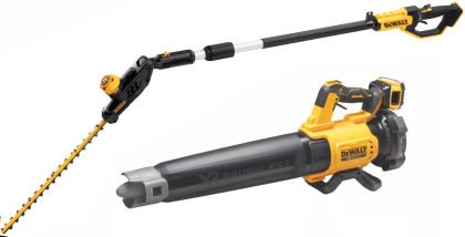 Аккумуляторный набор садовой техники DEWALT, 18 В: кусторез-высоторез DCMPH566 + воздуходувка DCMBL562, с АКБ 5 Ач и ЗУ