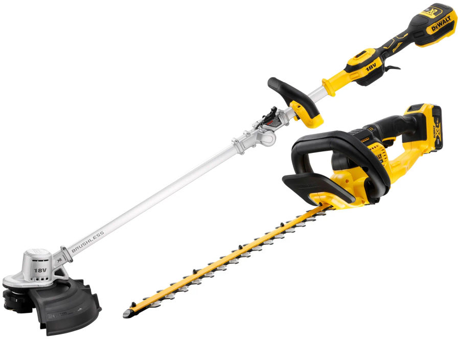 Аккумуляторный набор садовой техники DEWALT, 18 В: кусторез DCMHT563 + триммер DCMST561, с АКБ 5 Ач и ЗУ