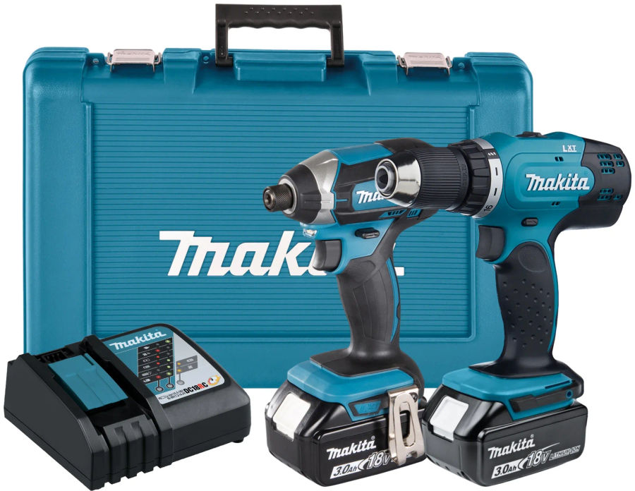 Аккумуляторный набор Makita, 18 В: дрель-шуруповерт DDF453 + шуруповерт DTD152, с АКБ 3 Ач и ЗУ, в кейсе