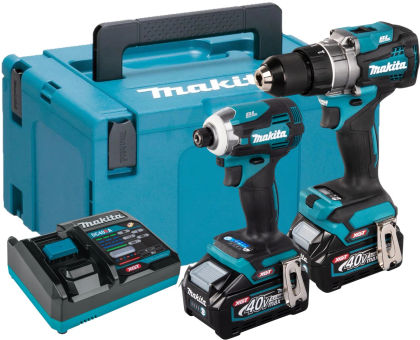 Аккумуляторный набор Makita, 40 В: дрель-шуруповерт DF001 + шуруповерт TD001, с АКБ 2.5 Ач и ЗУ, в кейсе MakPac