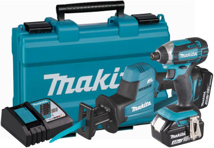 Аккумуляторный набор Makita, 18 В: сабельная пила DJR189 + шуруповерт DTD152, с АКБ 4 Ач и ЗУ, в кейсе