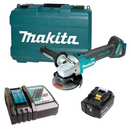 Угловая шлифмашина Makita DGA504RT, 18 В, 125 мм, 8500 об/мин, с АКБ 5 Ач и ЗУ, в кейсе