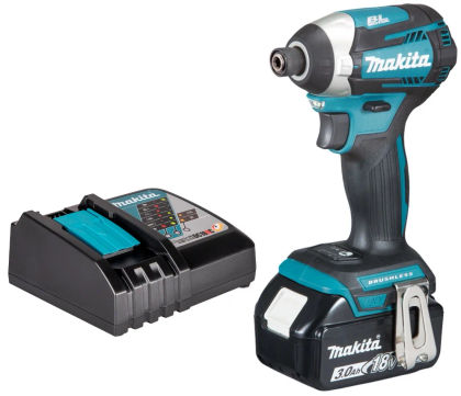 Аккумуляторный шуруповерт Makita DTD154, 18 В, 175 Нм, 3800 уд/мин, с АКБ 3 Ач и ЗУ (DTD154P1Z)