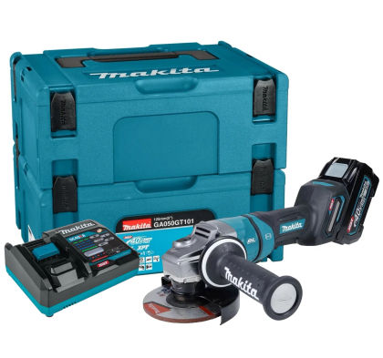 Аккумуляторная угловая шлифмашина Makita GA050GT101, 40 В, 125 мм, 11000 об/мин, c АКБ 5 Ач и ЗУ, в 2 кейсах MakPac