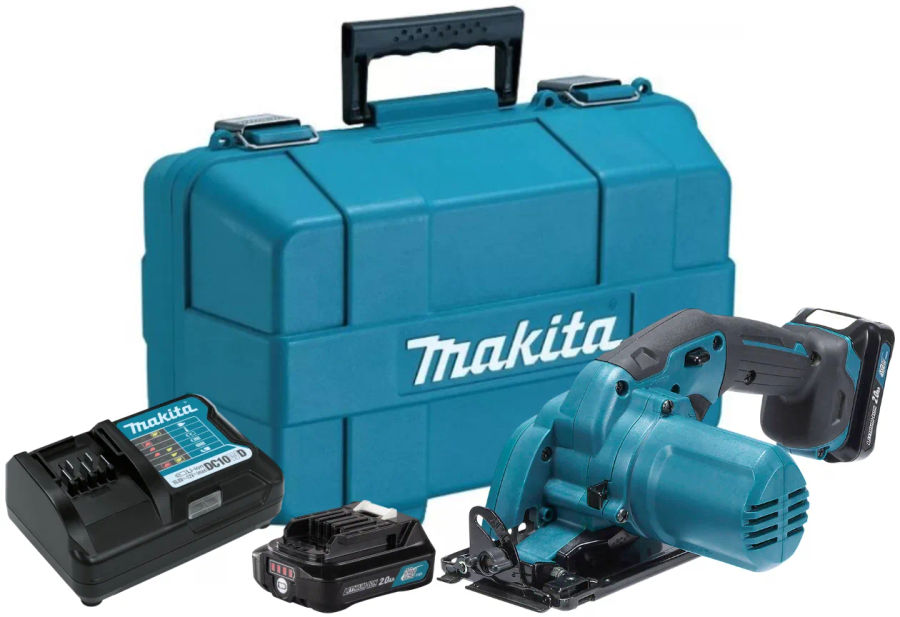 Аккумуляторная дисковая пила Makita HS301DWAE, 12 В, 85 мм, 1500 об/мин, с 2 АКБ 2 Ач и ЗУ, в кейсе