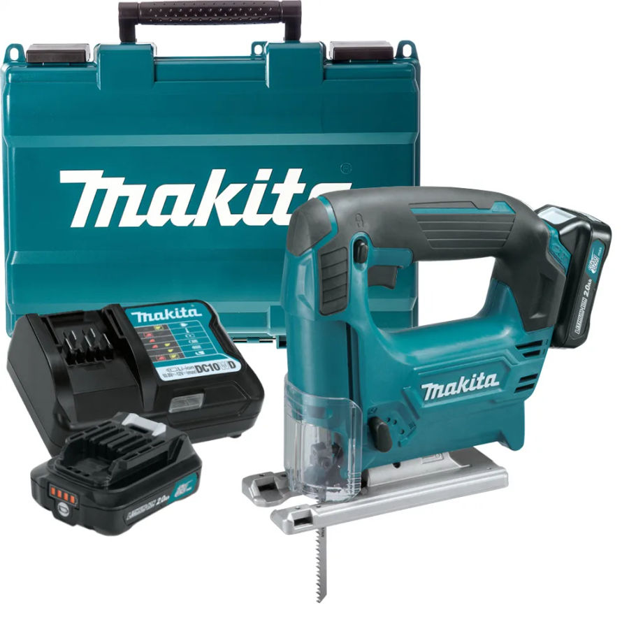 Аккумуляторный лобзик Makita JV101DWAE, 12 В, 2900 ход/мин, 18 мм, с 2 АКБ 2 Ач и ЗУ, в кейсе