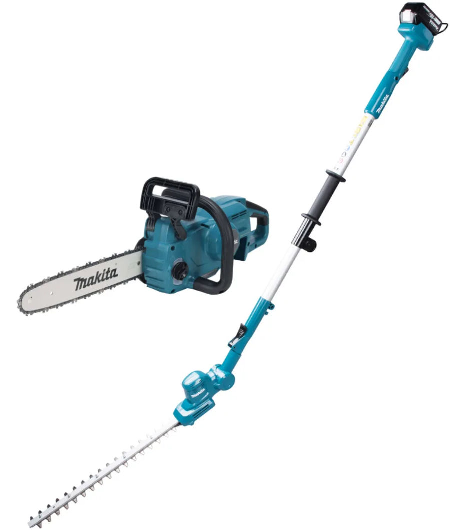Аккумуляторный набор садовой техники Makita, 18 В: цепная пила DUC357 + кусторез-высоторез DUN461W, с АКБ 3 Ач и ЗУ