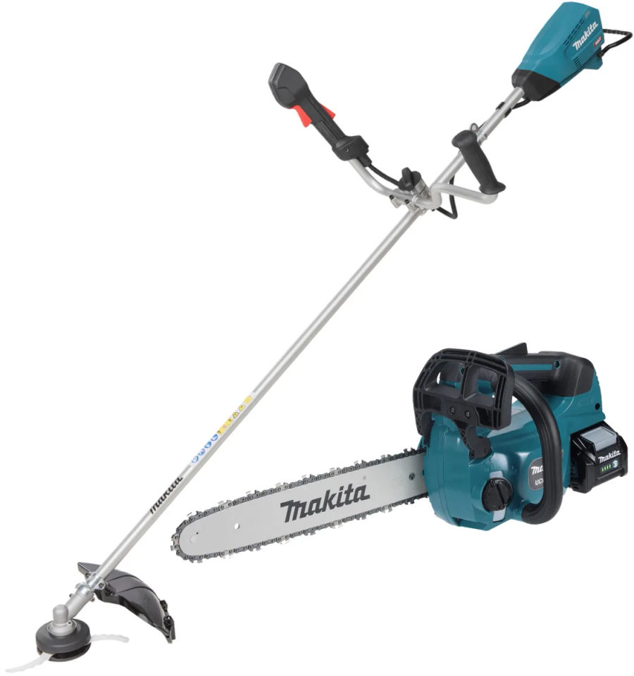 Аккумуляторный набор садовой техники Makita, 40 В: цепная пила UC004G + триммер UR016G, с АКБ 4 Ач и ЗУ