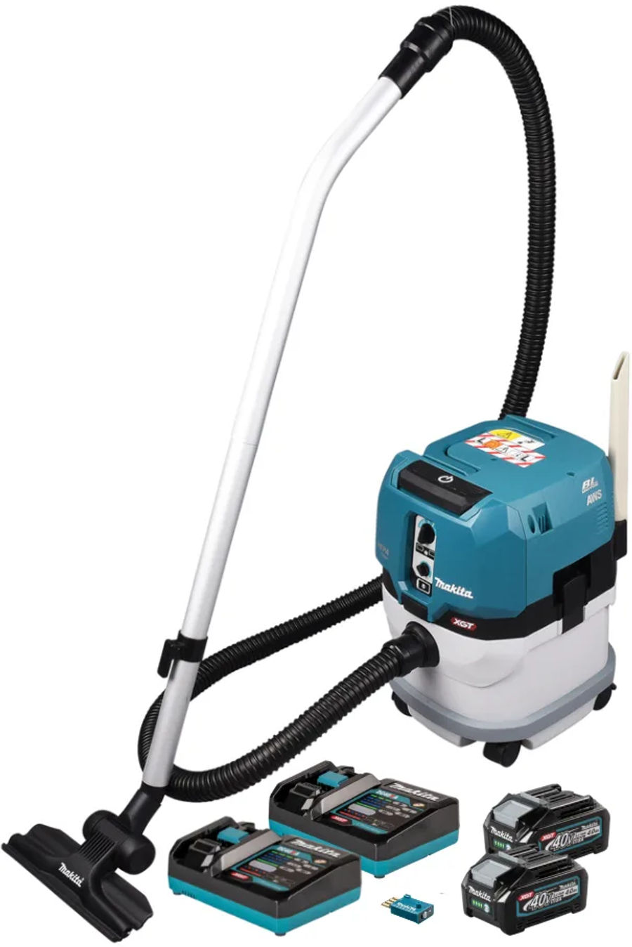 Аккумуляторный строительный пылесос Makita VC004GLZ01, 40 В, 12 л, с АКБ 4 Ач и ЗУ (PT1434)