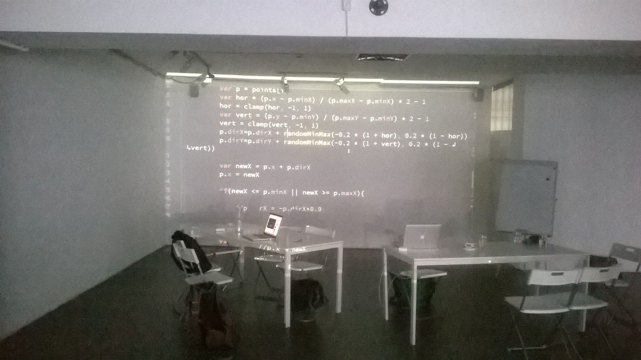The settings of {Creative Coding;} workshop in Ў gallery, Minsk, BY