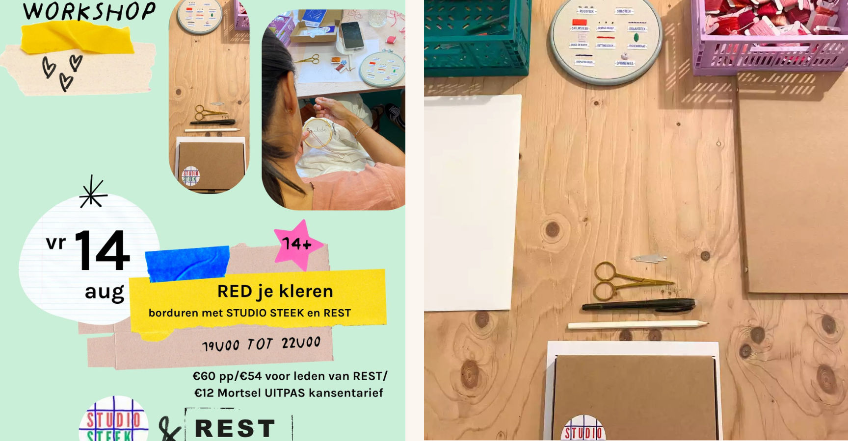 Rest Red je kleren met studio steek en rest mortsel event cosh