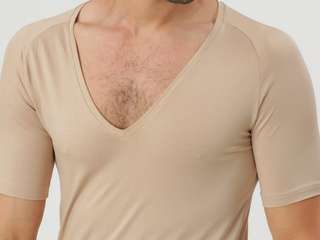 Sizable eucalyptus lycocell Undershirt Deep V front sand 1000x1000