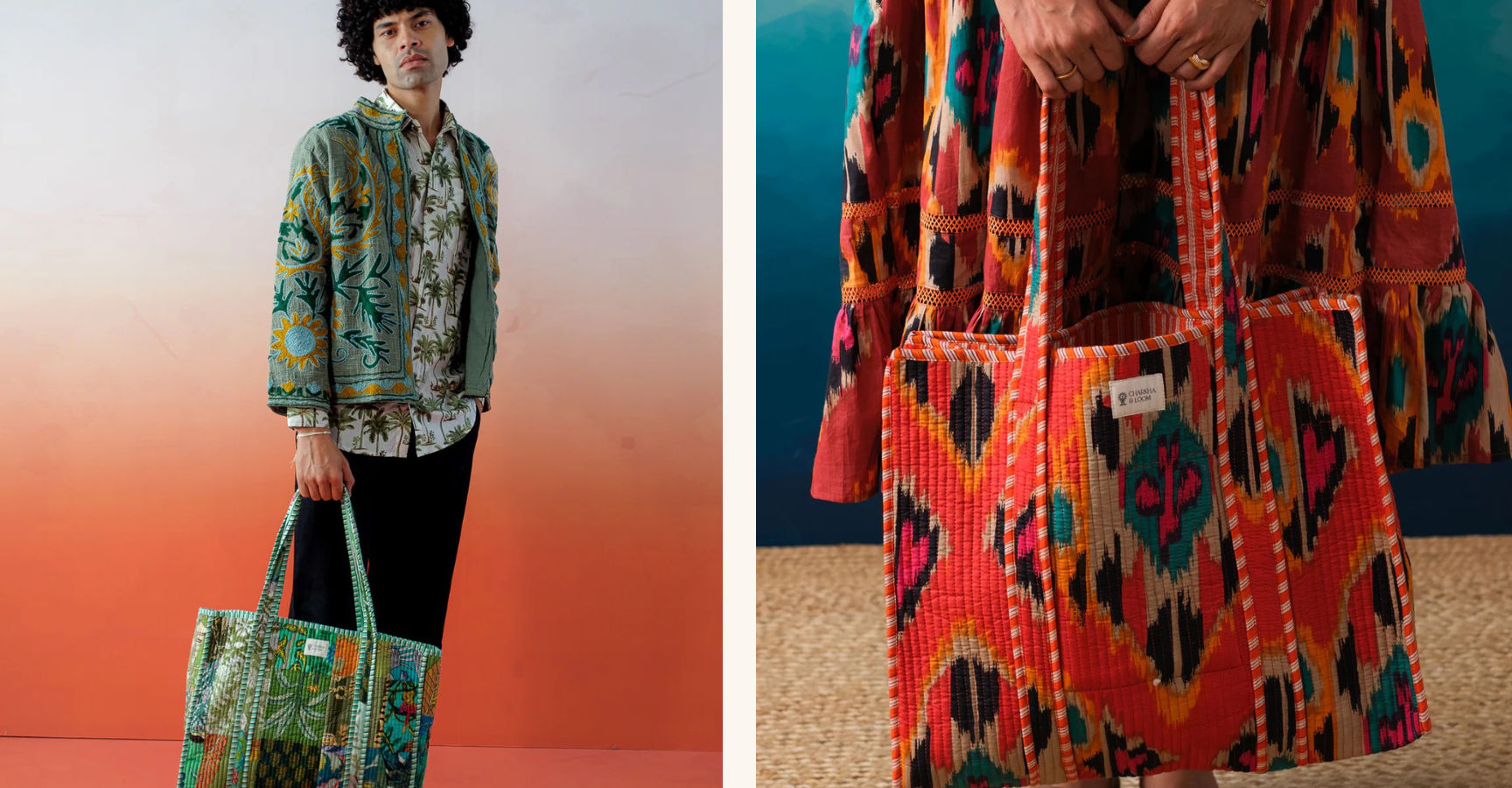 Charkha and loom block printing create your own tote bag amsterdam event cosh