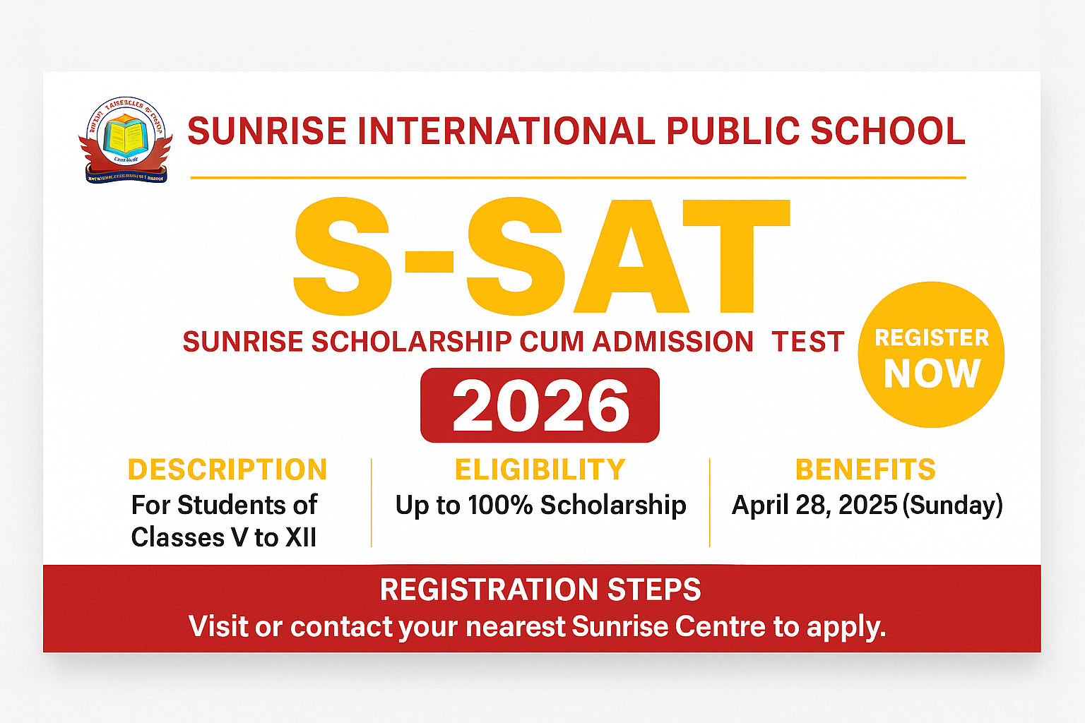 Sunrise Scholarship Cum Admission Test(S-SAT) -2026