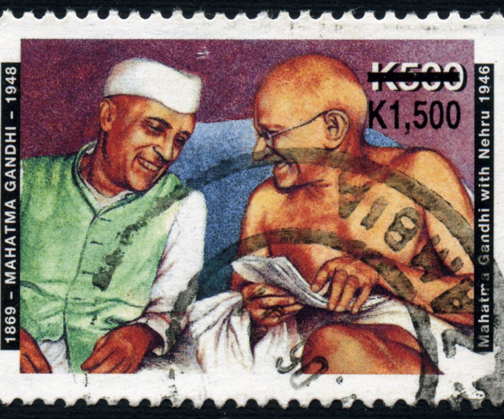 Mahatma Gandhi with Nehru 1948