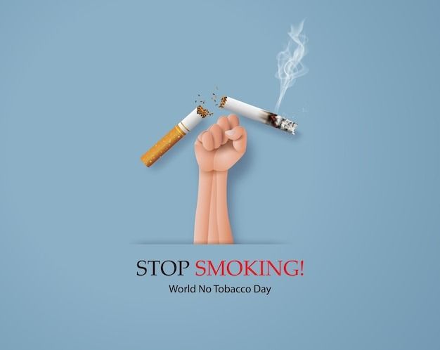 no smoking world no tobacco day card with hand anti cigarette paper collage style with digital craft 60545 923