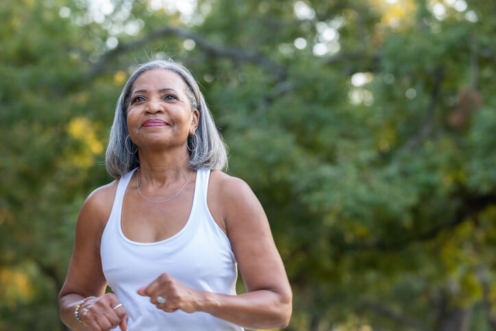 Woman on a jog outside.