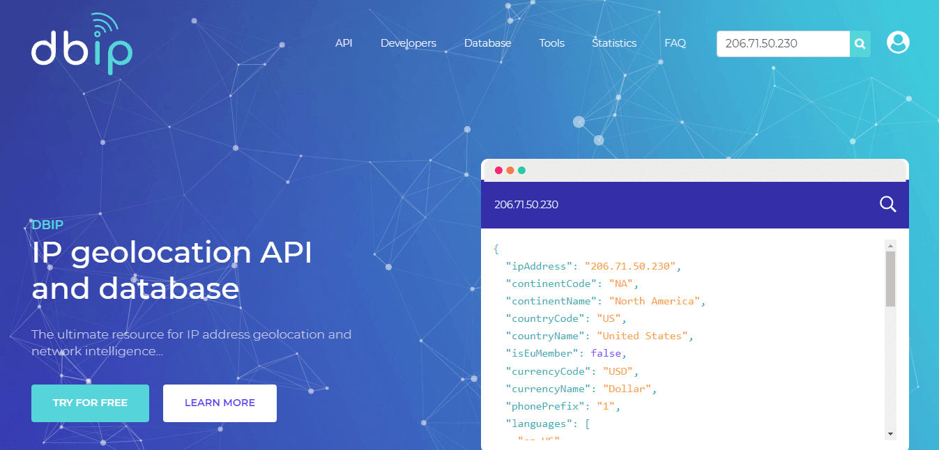 db ip geolocation api