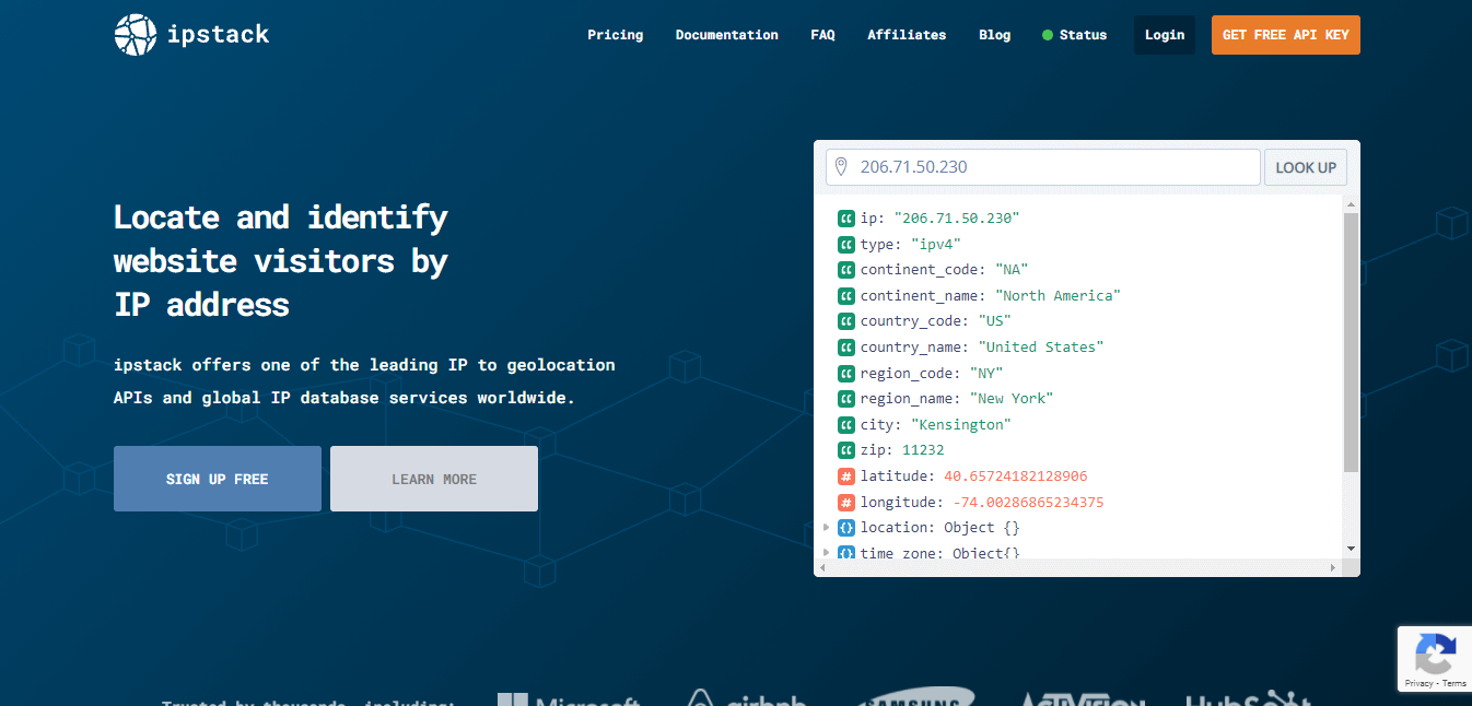 ipstack geolocation api