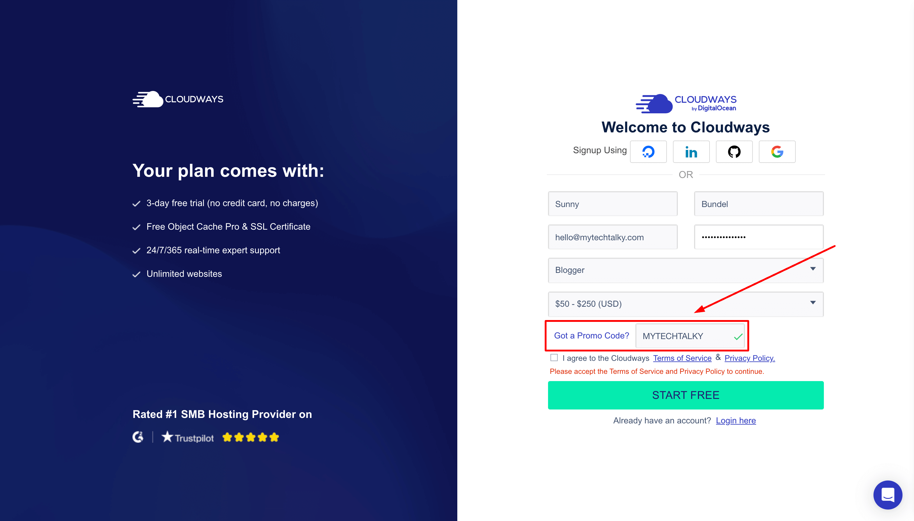 Applying Cloudways Promo