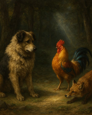 Cover of The Dog, the Rooster, & the Fox