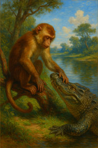 Cover of The monkey and the crocodile