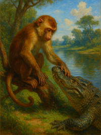 Cover of The monkey and the crocodile