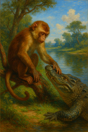 Cover of The monkey and the crocodile